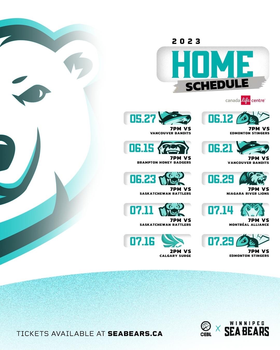 Winnipeg Sea Bears – Season Schedule